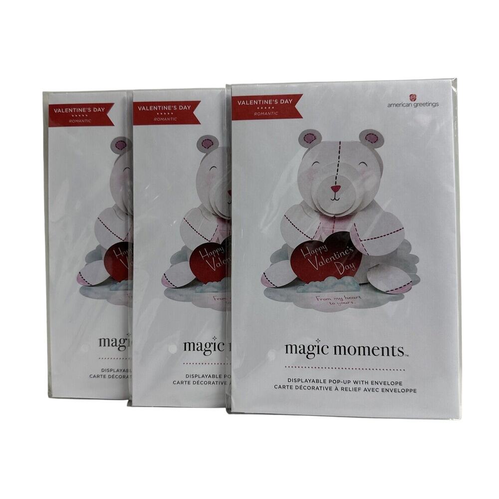 American Greetings Magic Moments Displayable Pop-Up Valentines Day Card Lot of 3